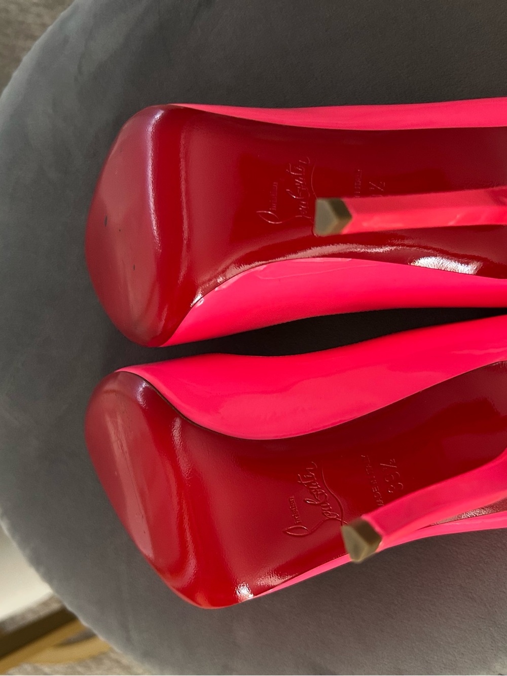 Christian Louboutin Hot Pink Patent Pointed-Toe Pumps - Picture 3 of 4